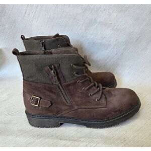 Pacifica "Aragon" Brown Lace Up Zip Up Over Ankle Boots Woman's Size 10M